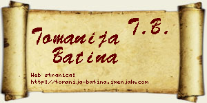 Tomanija Batina vizit kartica